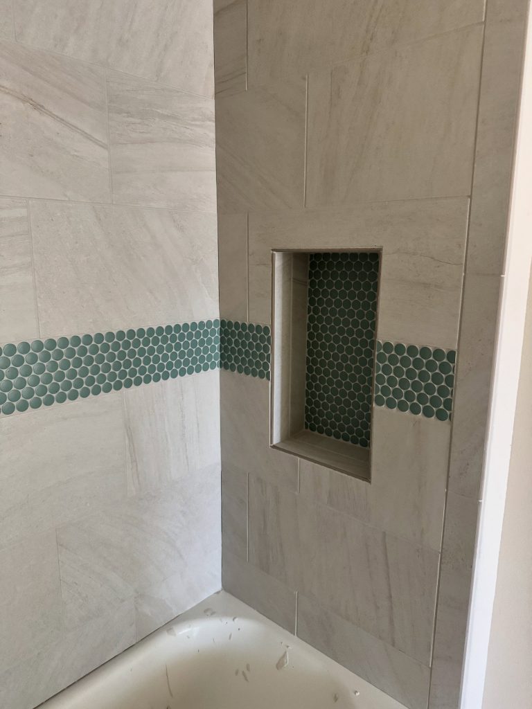 mosaic tiles in a shower